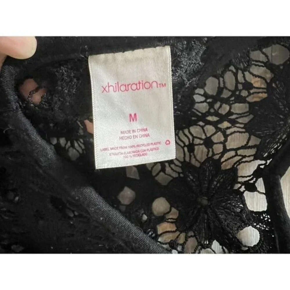 NEW Xhilaration‎ Black Lace Crochet Swim Cover Up Medium